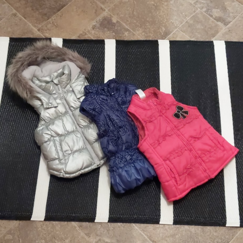Old Navy Silver bubble vest Pink vest Navy Vest